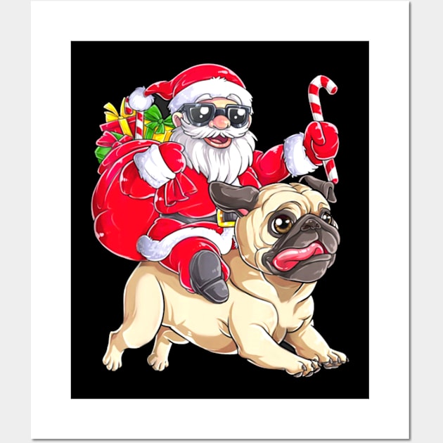 Santa and dog christmas Wall Art by Risset